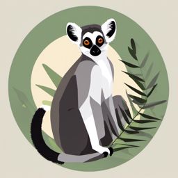 Ring-Tailed Lemur Clip Art - Ring-tailed lemur in Madagascar,  color vector clipart, minimal style