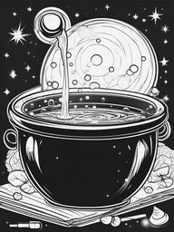 Cauldron Bubble Coloring Pages - Bubbling Witch's Potion  minimal black outline printable sheet, coloring page