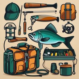 Fishing Tackle Shop Clipart - A fishing tackle shop with various equipment.  color vector clipart, minimal style