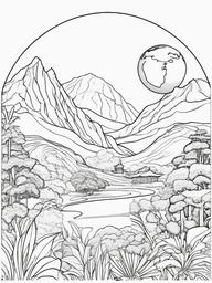 Earth Coloring Pages - Earth with various cultural landmarks  simple coloring pages