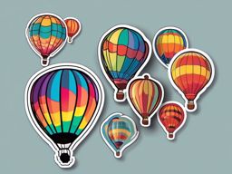 Hot Air Balloon Sticker - Colorful balloon, ,vector color sticker art,minimal