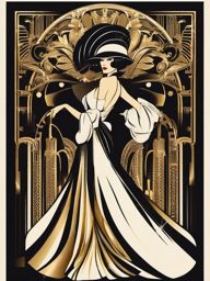 Roaring Twenties Glam - Capture the glamour and excess of the 1920s in your tee. , vector art, splash art, retro t shirt design