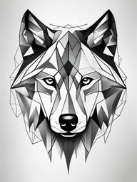 Simple Geometric Wolf Tattoo - An uncomplicated and stylish geometric wolf tattoo.  simple color tattoo design,white background