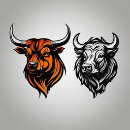 bull and bear tattoo  simple vector color tattoo