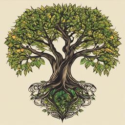 elm tree tattoo  simple vector color tattoo