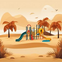 Sandy Playground clipart - Children's playground in the sand, ,vector color clipart,minimal