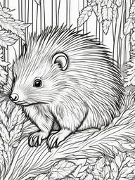 Porcupine Coloring Pages - Quill Covered Forest Rodent  black outline printable coloring page