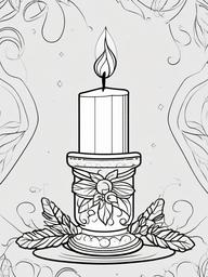 Christmas Candle Coloring Pages - Lit Candle Symbolizing Holiday Light  minimal black outline printable sheet, coloring page