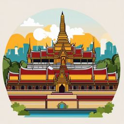 Bangkok clipart - Wat Phra Kaew and Grand Palace in Thailand, ,color clipart vector style