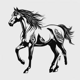 native horse tattoo  simple tattoo,minimalist,white background