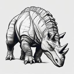 drawing of a Pachyrhinosaurus dinosaur  minimal rough sketch scribbles,doodles,black and white