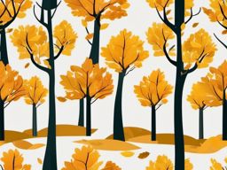 Autumn tree with golden foliage clipart  simple, 2d flat