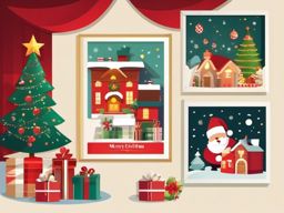 Christmas Pictures Art Clip,Decorating a family holiday album with Christmas pictures art clip  simple, 2d flat