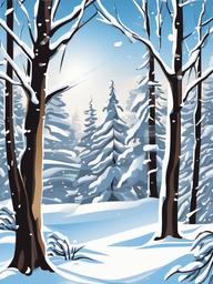 Snow clipart - snow-covered trees in a winter scene  