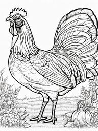 Farm Animal Coloring Pages - Turkey fluffing its feathers on the farm  simple coloring pages