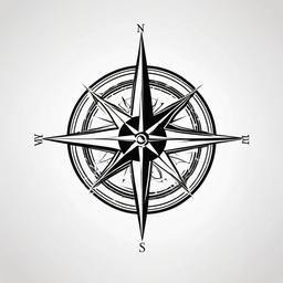 Compass Nautical Star Tattoo - Nautical star incorporated into a compass design.  simple vector tattoo,minimalist,white background