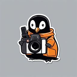 Penguin with Camera Sticker - A penguin capturing moments with a camera. ,vector color sticker art,minimal