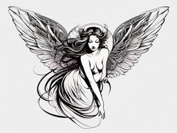 fairy angel tattoo designs  simple color tattoo style,white background