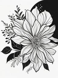 drawing of a cartoon flower  minimal rough sketch scribbles,doodles,black and white