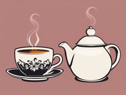 Teapot Clipart - A dainty teapot with steam rising, promising a comforting cup of tea on a cozy afternoon.  color clipart, minimalist, vector art, 