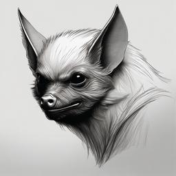 drawing of a silver-haired bat  minimal rough sketch scribbles,doodles,black and white