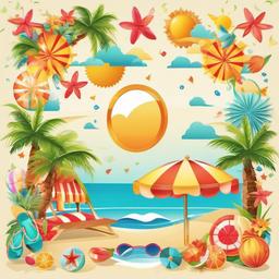 Banner clipart - summer festival banner with beach theme  