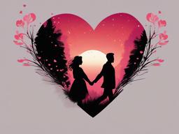 Valentine's Day background - Silhouette of a couple holding hands with a heart overlay  aesthetic background wallpaper