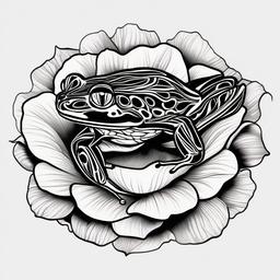 Black and White Frog Tattoos-Classic and timeless black and white tattoos featuring frogs, capturing the beauty and elegance of these amphibious creatures.  simple color vector tattoo