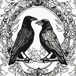 crow tattoo outline  simple vector color tattoo