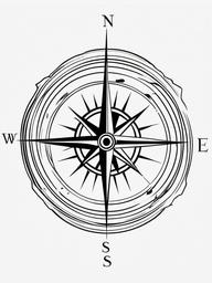 Compass Tattoo Design Drawing - Artistic drawing of a compass tattoo design.  simple vector tattoo,minimalist,white background