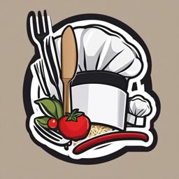 Chef's Hat and Utensils Sticker - Culinary mastery, ,vector color sticker art,minimal