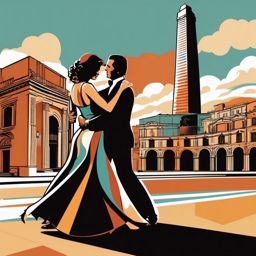 Buenos Aires clipart - Obelisco and Tango dancers in Argentina,  color vector clipart