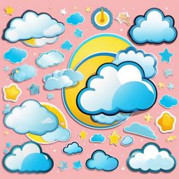 Happy Cloud sticker- Smiling Sky Joy, , color sticker vector art