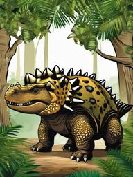 Ankylosaurus Clipart,Ankylosaurus in a forest setting  vector clipart