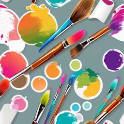 Paintbrush Sticker - Artist's paintbrush in vibrant colors, ,vector color sticker art,minimal