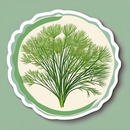 Dill Sticker - Complement your recipes with the feathery and fragrant fronds of dill, a classic herb in many cuisines, , sticker vector art, minimalist design