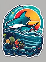 Salsa Shark sticker- Oceanic Dance Fiesta, , sticker vector art, minimalist design