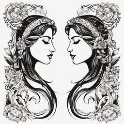 gemini virgo tattoo  simple vector color tattoo