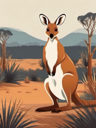 Cute Kangaroo in the Australian Outback  clipart, simple