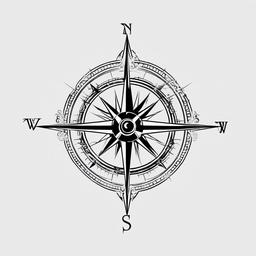 Jack Sparrow Compass Tattoo - Compass tattoo inspired by Jack Sparrow from Pirates of the Caribbean.  simple vector tattoo,minimalist,white background