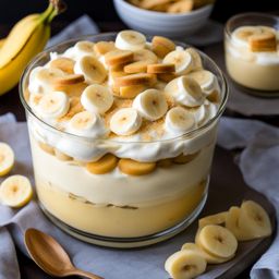 banana pudding layered with ripe bananas, vanilla wafers, and creamy custard. 