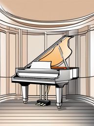 Piano Clipart - A grand piano bathed in soft ambient light, awaiting the touch of skilled hands to create musical magic.  color clipart, minimalist, vector art, 