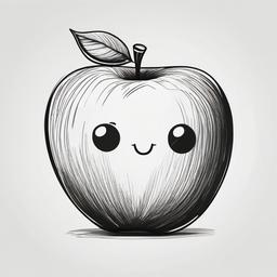 drawing of a cartoon apple  minimal rough sketch scribbles,doodles,black and white