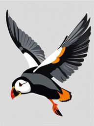 Puffin clipart - Seabird with a distinctive beak in flight, ,color clipart vector style