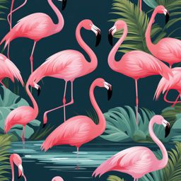 flamingo clipart: wading gracefully in a serene lagoon. 