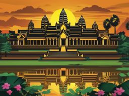 Angkor Wat clipart - Massive temple complex in Cambodia, ,color clipart vector style