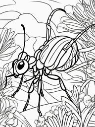 Ant Coloring Page - Small Worker Insect  black outline printable coloring page