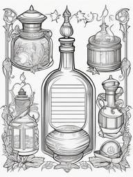 Potion Bottle Coloring Pages - Magic Elixir for Spells and Potions  minimal black outline printable sheet, coloring page