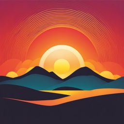 Sunrise Icon - Sunrise icon symbolizing the dawn of a new day,  color vector clipart, minimal style