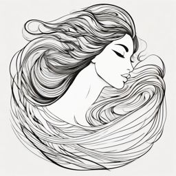 Abstract Aphrodite waves tattoo. Love's eternal flow.  color tattoo minimalist white background